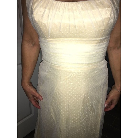 Jim Hjelm Occasions Prom Dress 80's Inspired Strapless Lace Overlay Pale Yellow - Picture 13 of 13
